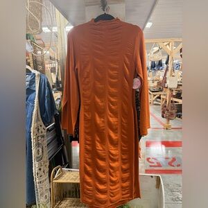 NWT Women's Long Sleeve Rust Orange Knit Dress